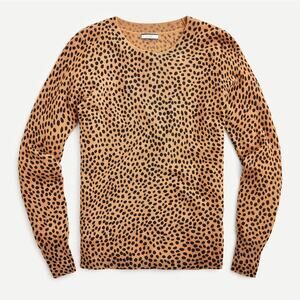 J. CREW Cashmere Crewneck Sweater in Leopard Dot Tan Black {W23}